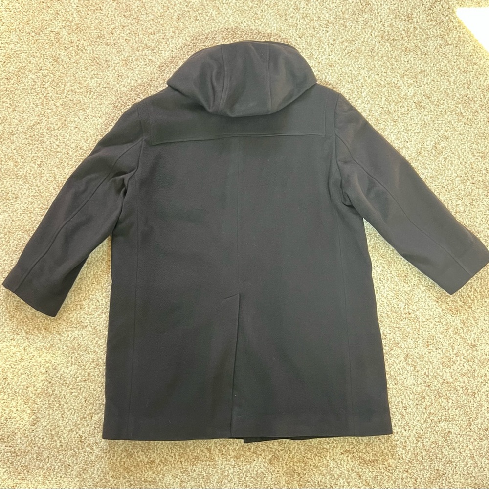Classic LAUREN: Ralph Lauren BLACK Wool Blend Duffle Coat w Hood & Zipper Sz XL - Picture 11 of 13